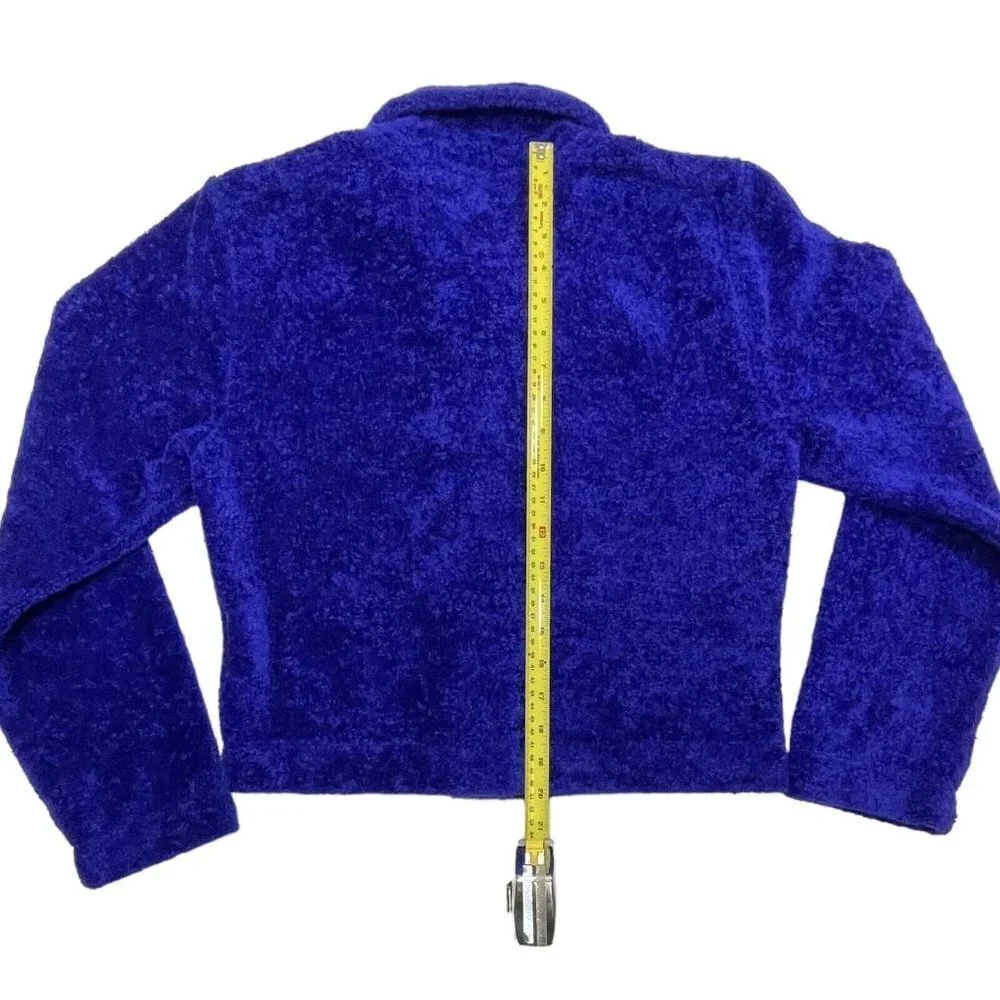 COUNTY CLOTHING‎ Cropped Fleece Jacket Women's Small Blue/Purple Artsy Buttons - Picture 13 of 15